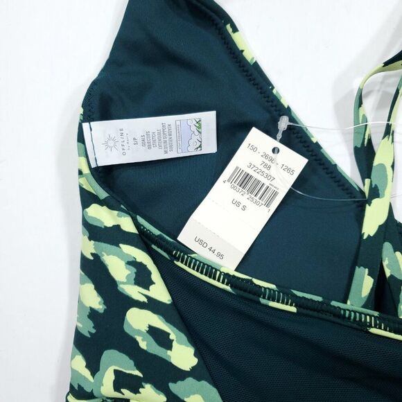 Offline Aerie Goals Plunge Sports Bra Deep Forest Green Animal Print Size Small - Picture 4 of 5